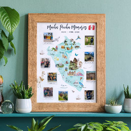 Watercolor Peru Map | Holiday Photos Poster