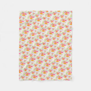 Watercolor Peruvian Lily Alstroemeria art blanket