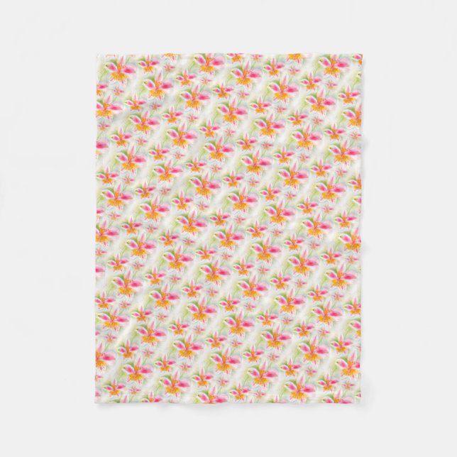 Watercolor Peruvian Lily Alstroemeria art blanket (Front)