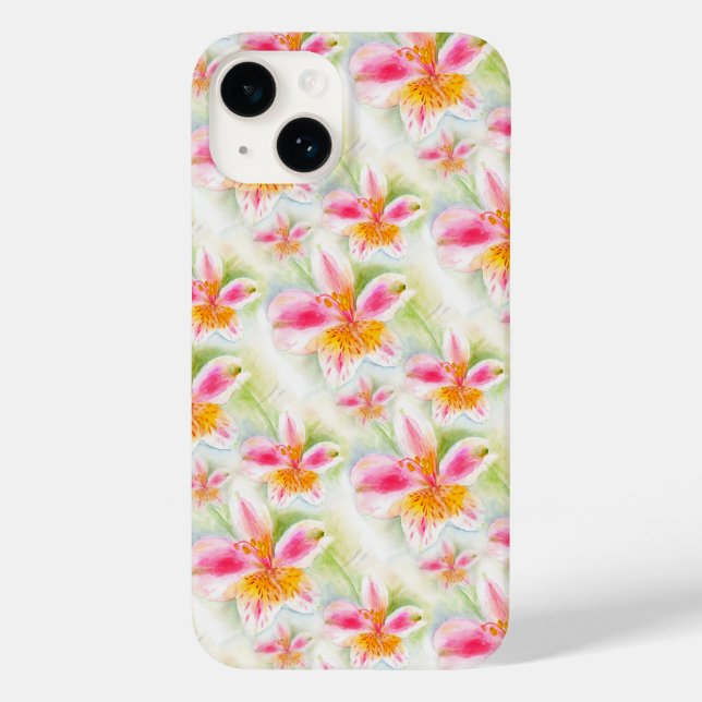 Watercolor Peruvian Lily Alstroemeria  Case-Mate iPhone Case (Back)