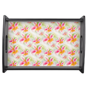 Watercolor Peruvian Lily Alstroemeria pattern tray