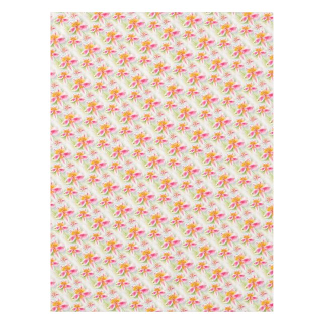 Watercolor Peruvian Lily Alstroemeria tablecloth (Front)