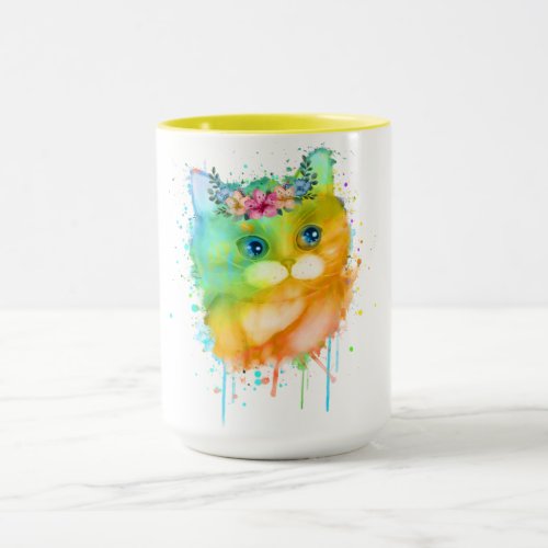 Watercolor Pet Cat Printed Premium Coffee Mug