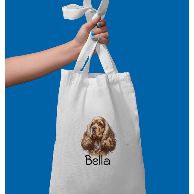 Watercolor Pet Cocker Spaniel Personalize Tote Bag (Creator Uploaded)