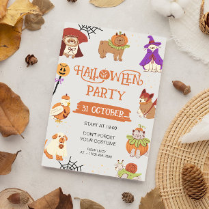 Watercolor Pet Costume Halloween Party Invitation