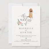 Watercolor Pet Dog Floral Rose Invitation (Front)