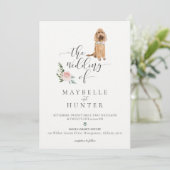 Watercolor Pet Dog Floral Rose Invitation (Standing Front)