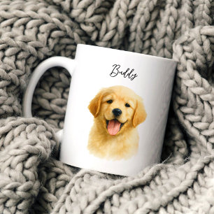 Watercolor Pet Dog Portrait Script Name Coffee Mug