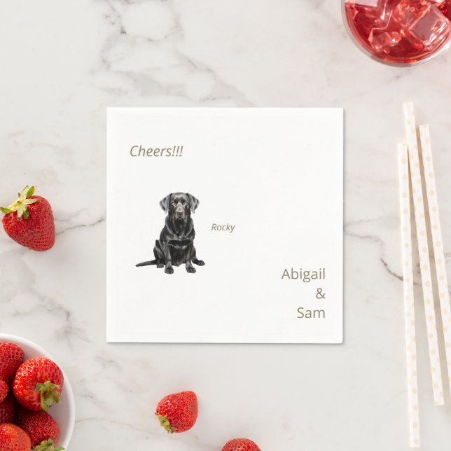 Watercolor Pet Image Cheers Wedding Napkins (Insitu)