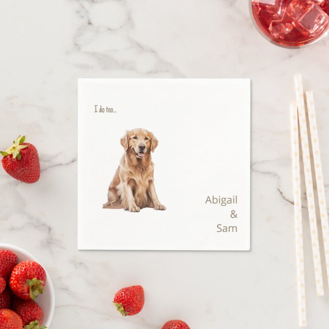 Watercolor Pet Image Wedding Napkins (Insitu)