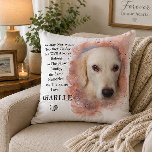 Watercolor Pet Memorial Photo Loss Sympathy Gift Throw Pillow