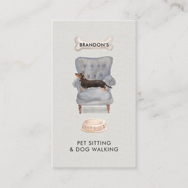 Watercolor Pet Sitter Dog Walker Business Card (Front)