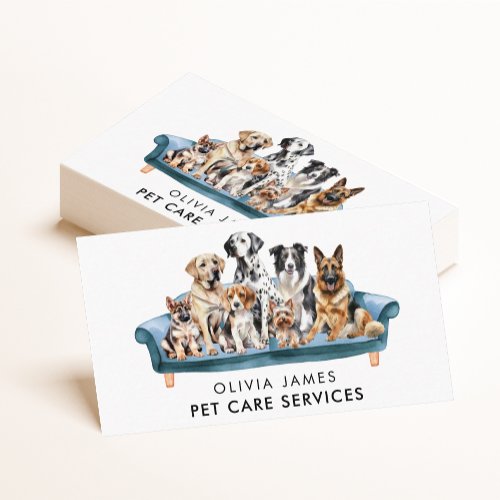 Watercolor Pet Sitting and Dog Walking Business Card