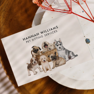 Watercolor Pet Sitting Services Business Card