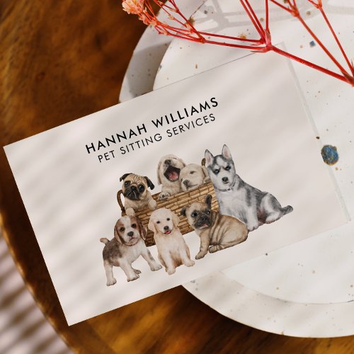 Watercolor Pet Sitting Services Business Card