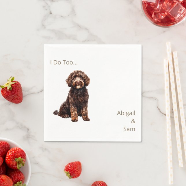 Watercolor Pet Wedding Gold Text Napkins (Insitu)