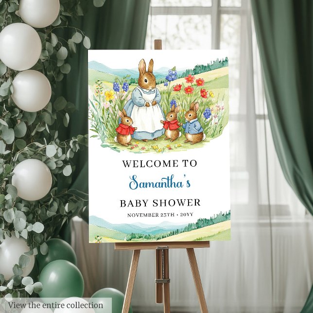 Watercolor Peter Rabbit Baby Shower Entry Poster (Watercolor Peter Rabbit Baby Shower Entry Poster)