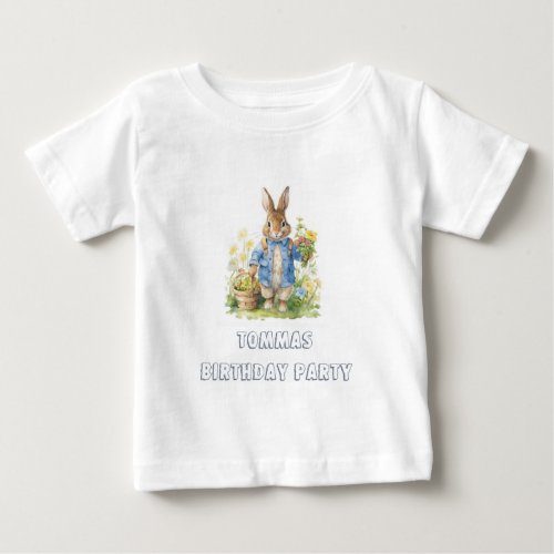 Watercolor Peter Rabbit Birthday Baby T_Shirt