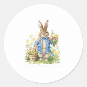 Watercolor Peter Rabbit Birthday Classic Round Sticker