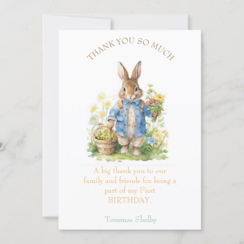 Watercolor Peter Rabbit Birthday Thank You Card