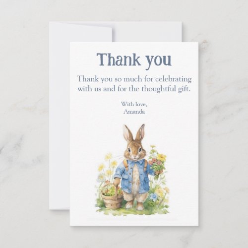 Watercolor Peter Rabbit Birthday Thank You Card