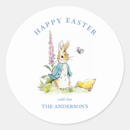 Watercolor Peter Rabbit Easter  Classic Round Sticker
