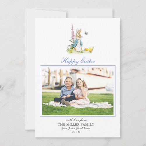Watercolor Peter Rabbit Kids Easter photo Holiday Card