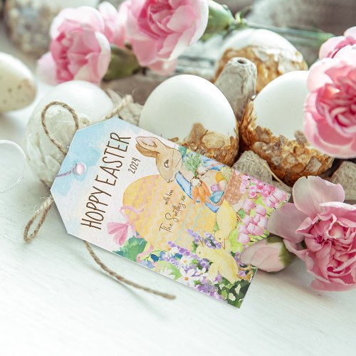 Watercolor Peter the Rabbit Easter Egg Spring  Gift Tags