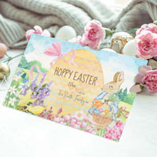 Watercolor Peter the Rabbit Easter Egg Spring  Holiday Card