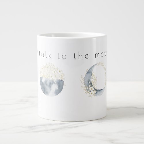 Watercolor Phase of the Moon  Floral Giant Coffee Mug