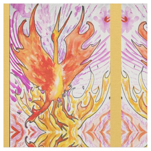 Watercolor Phoenix Fabric