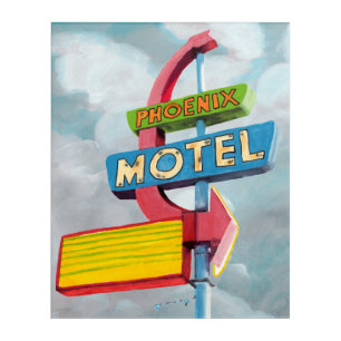 Watercolor Phoenix Motel Acrylic Print