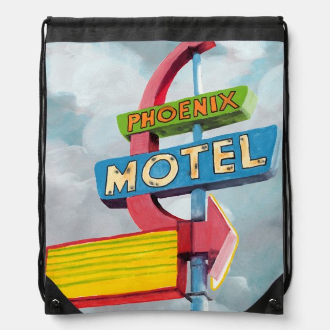 Watercolor Phoenix Motel Drawstring Bag (Front)