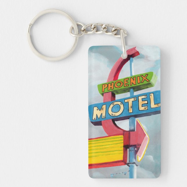 Watercolor Phoenix Motel Keychain (Front)