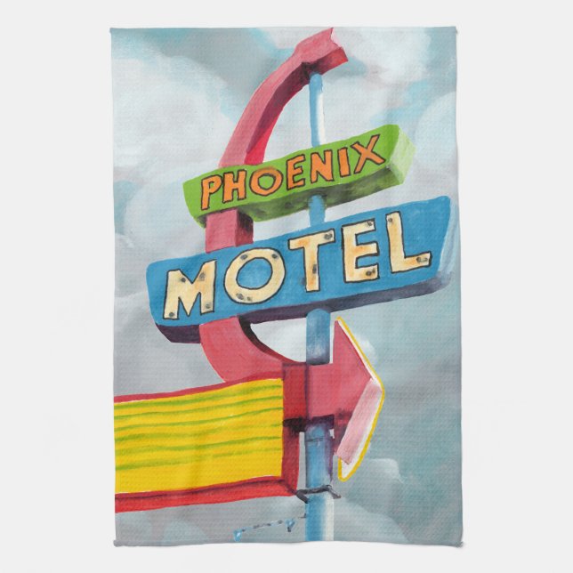 Watercolor Phoenix Motel Kitchen Towel (Vertical)