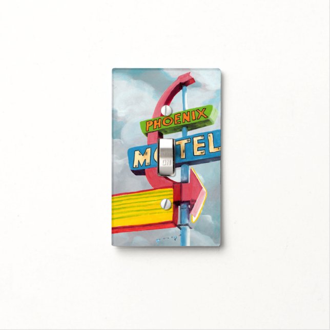 Watercolor Phoenix Motel Light Switch Cover (In Situ)