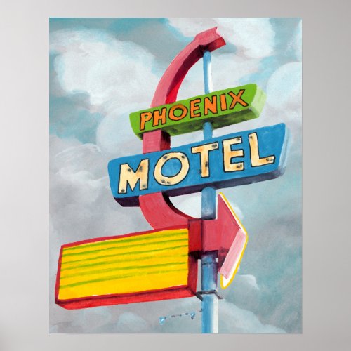 Watercolor Phoenix Motel Poster