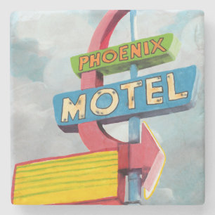 Watercolor Phoenix Motel Stone Coaster