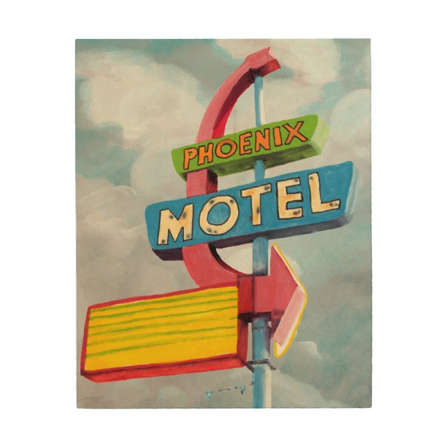 Watercolor Phoenix Motel Wood Wall Decor (Front)