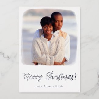 Watercolor Photo Christmas Card Template Foil