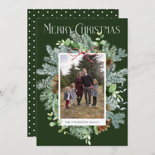 Watercolor Photo Christmas Greenery Greeting Card