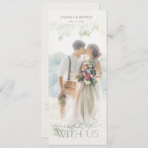 Watercolor Photo Mask Gray Floral Wedding Invitation