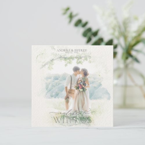 Watercolor Photo Mask Gray Floral Wedding Invitation