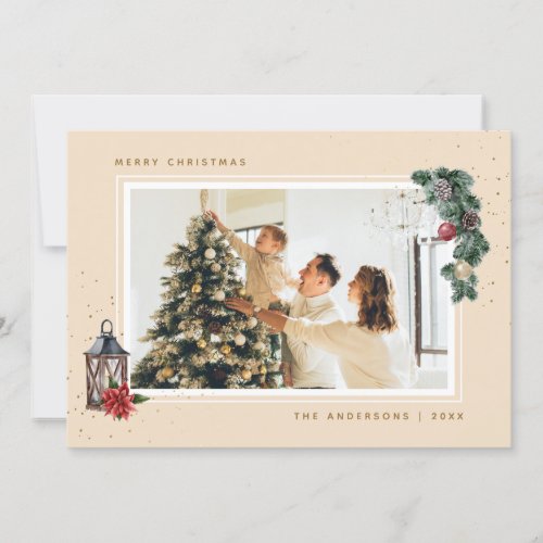 Watercolor Photo Merry Christmas Cards