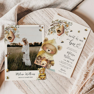 Watercolor Photo Sweet As Can Be Baby Shower Invitation