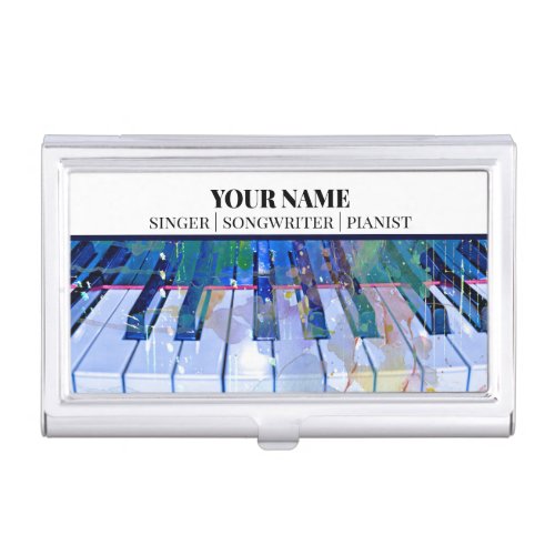 Watercolor Piano Keys Pianist Customized Business Card Case