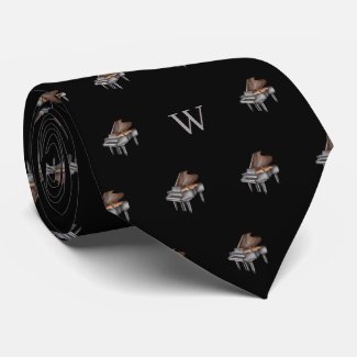 Watercolor Piano Monogram Initial Midnight Black