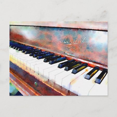 Watercolor Piano Postcard