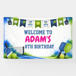 Watercolor Pickleball Birthday Party Banner