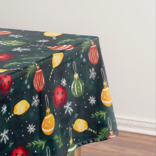 Watercolor Pickleball Holiday Rally Tablecloth